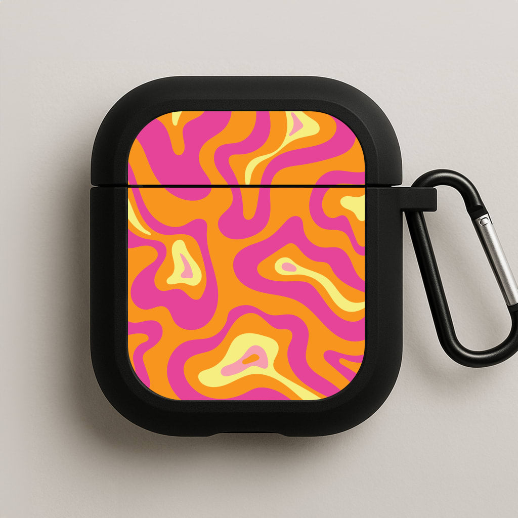 Orange And Pink Psychedelic Pattern AirPods Case