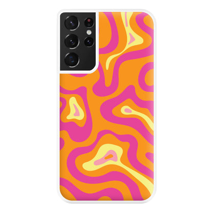 Orange And Pink Psychedelic Pattern Phone Case for Galaxy S21 Ultra