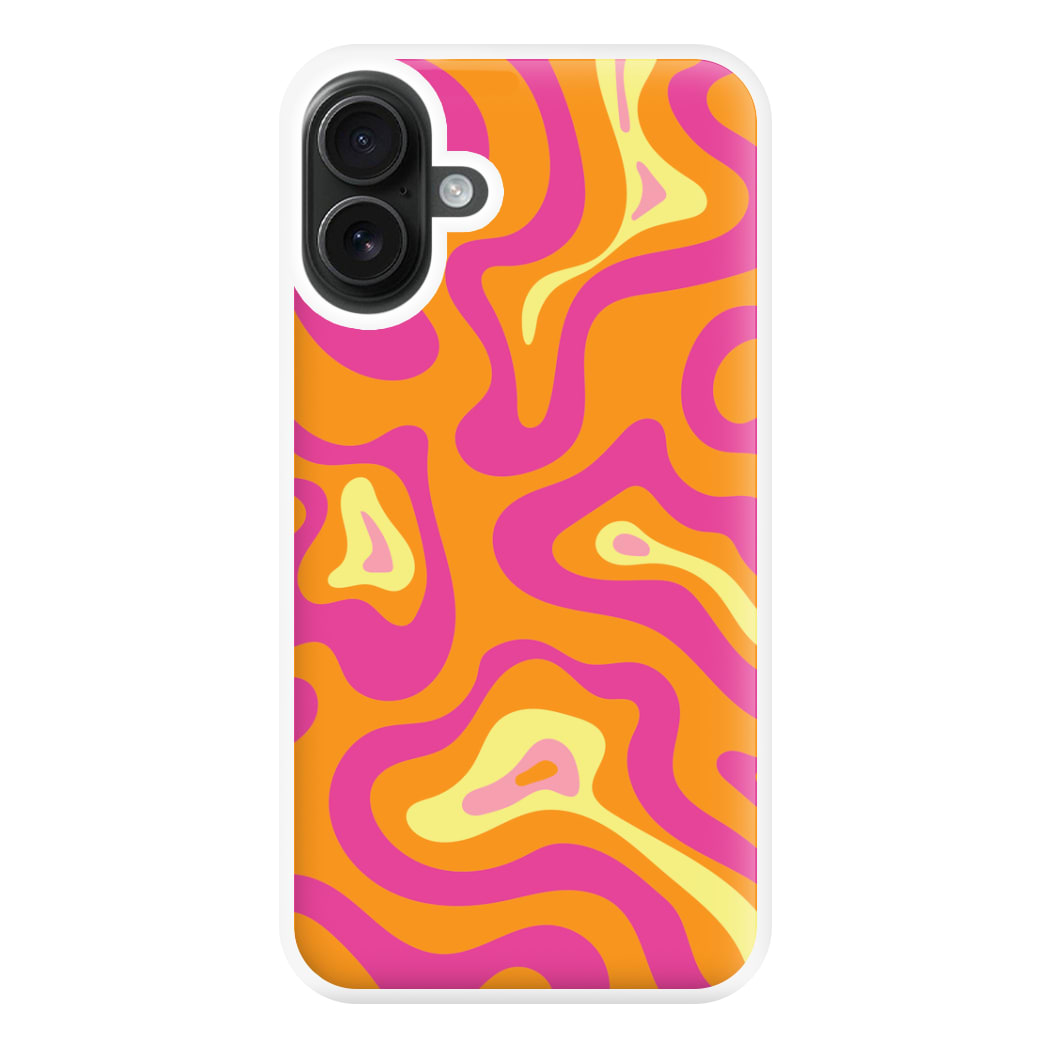 Orange And Pink Psychedelic Pattern Phone Case for iPhone 16 Plus