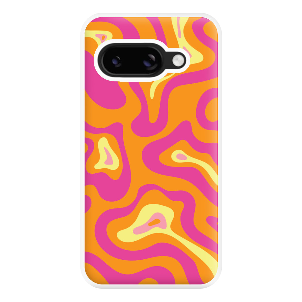 Orange And Pink Psychedelic Pattern Phone Case for Google Pixel 8a