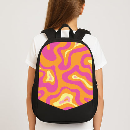 Orange And Pink Psychedelic Pattern Large School Bag