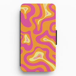 Orange And Pink Psychedelic Pattern Flip / Wallet Phone Case