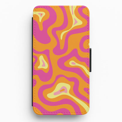 Orange And Pink Psychedelic Pattern Flip / Wallet Phone Case