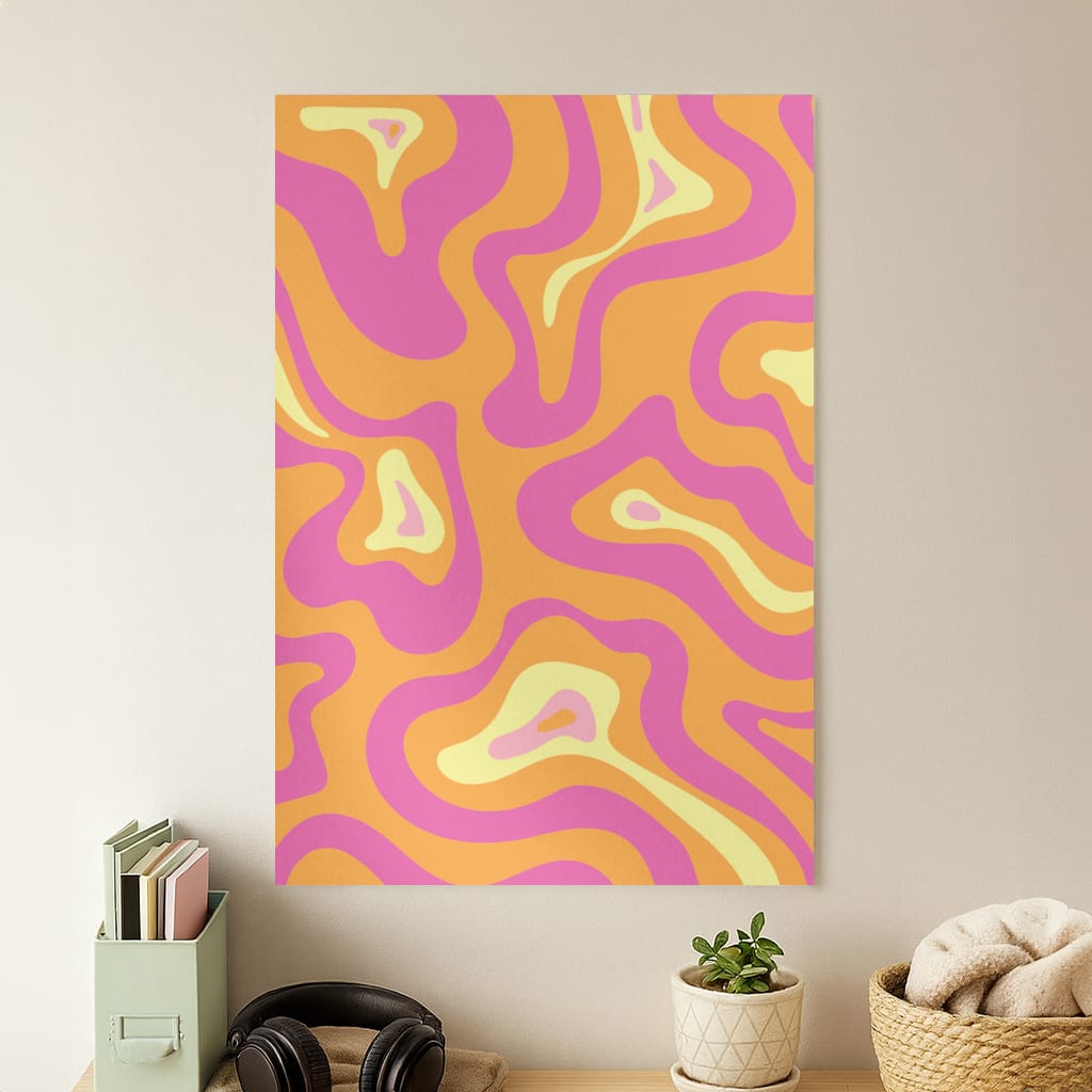 Orange And Pink Psychedelic Pattern Poster