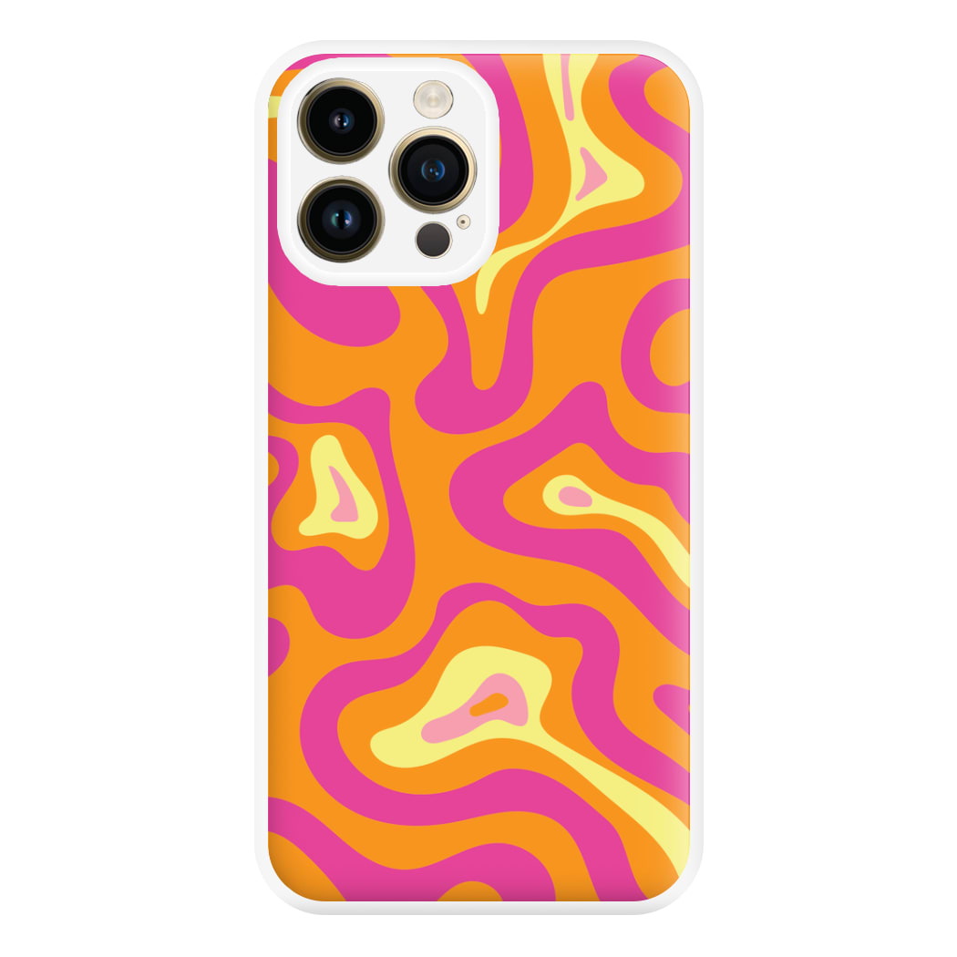 Orange And Pink Psychedelic Pattern Phone Case for iPhone 14 Pro Max