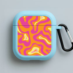 Orange And Pink Psychedelic Pattern Blue AirPods Case
