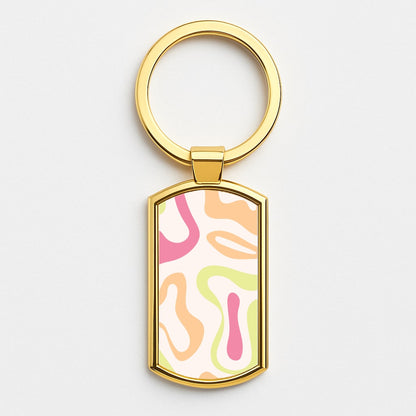 Pastel Shades Psychedelic Pattern Gold Keyring