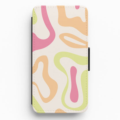 Pastel Shades Psychedelic Pattern Flip / Wallet Phone Case