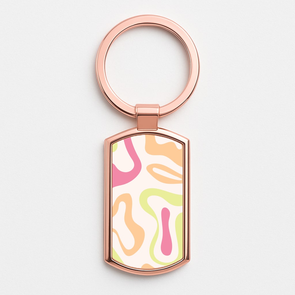 Pastel Shades Psychedelic Pattern Rose Gold Keyring