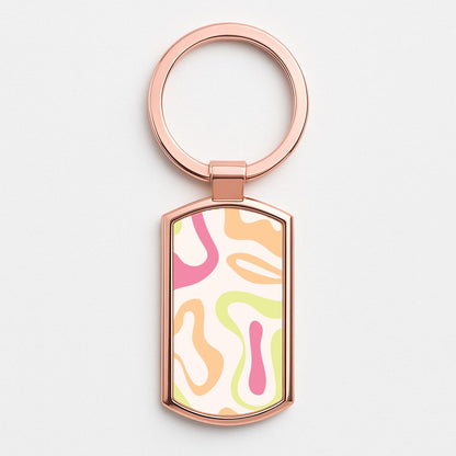 Pastel Shades Psychedelic Pattern Rose Gold Keyring