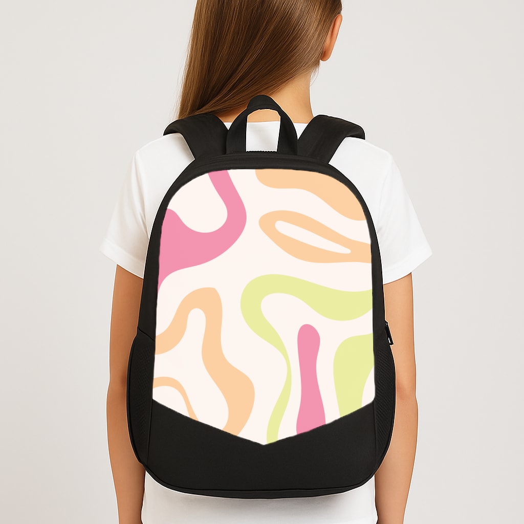 Pastel Shades Psychedelic Pattern Large School Bag