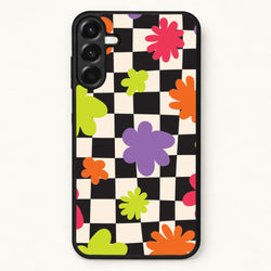 Abstract Flowers Checkered Pattern Phone Case for Galaxy A17