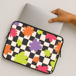 Abstract Flowers Checkered Pattern MacBook Case