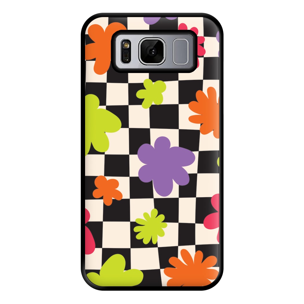 Abstract Flowers Checkered Pattern Phone Case for Galaxy S8 Plus