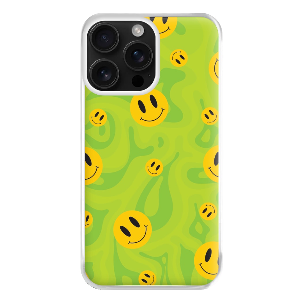 Green Wavey Smileys Pattern Phone Case