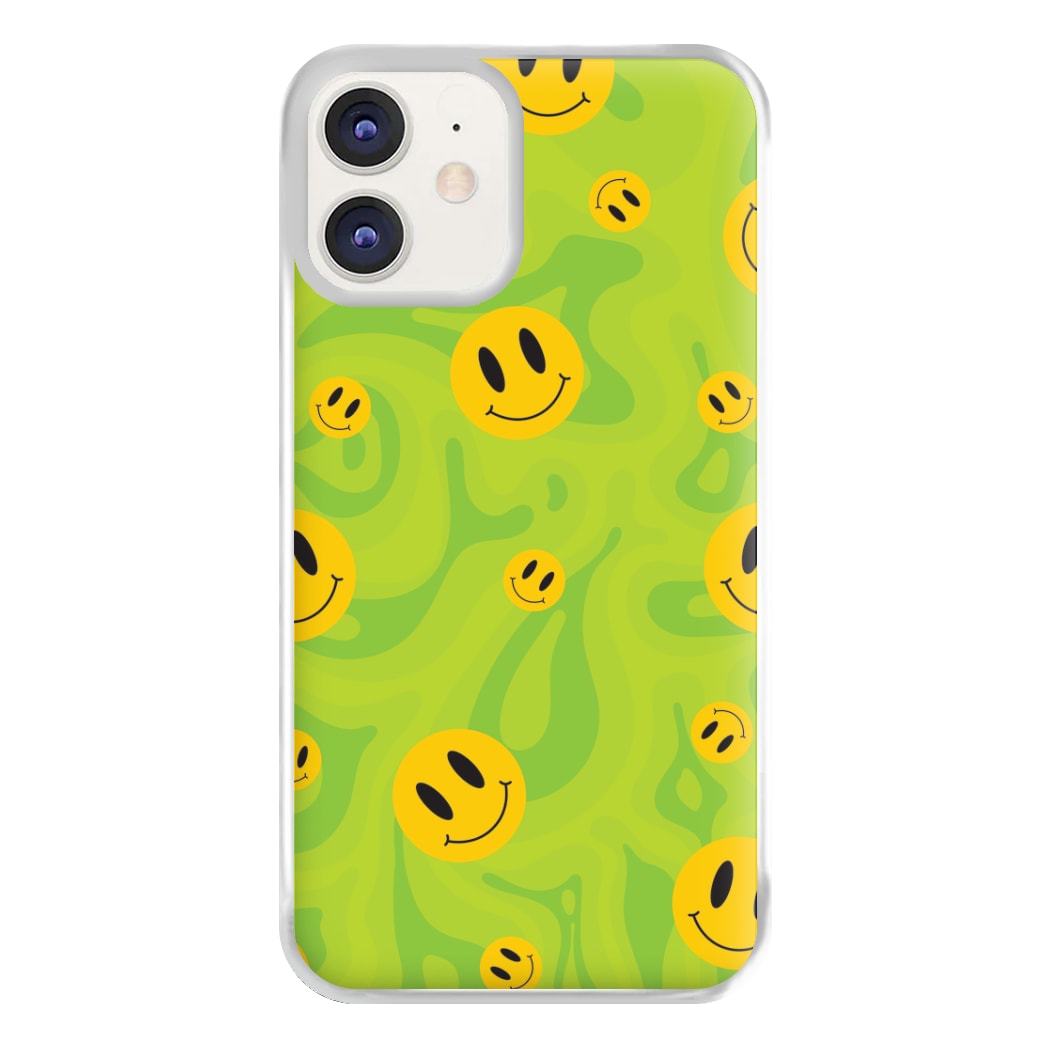 Green Wavey Smileys Pattern Phone Case for iPhone 11