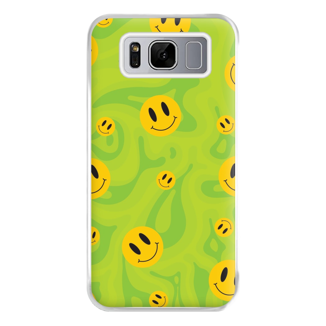 Green Wavey Smileys Pattern Phone Case for Galaxy S8 Plus