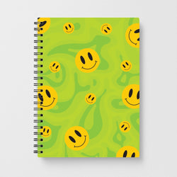 Green Wavey Smileys Pattern Notebook