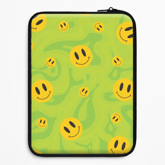 Green Wavey Smileys Pattern Laptop Sleeve