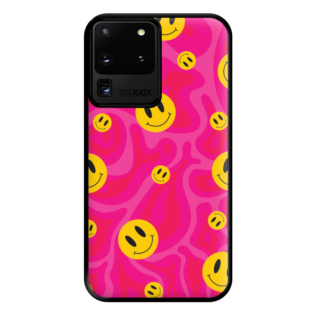Pink Wavey Smileys Pattern Phone Case for Galaxy S20 Ultra