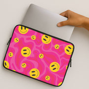 Pink Wavey Smileys Pattern Laptop Sleeve 2
