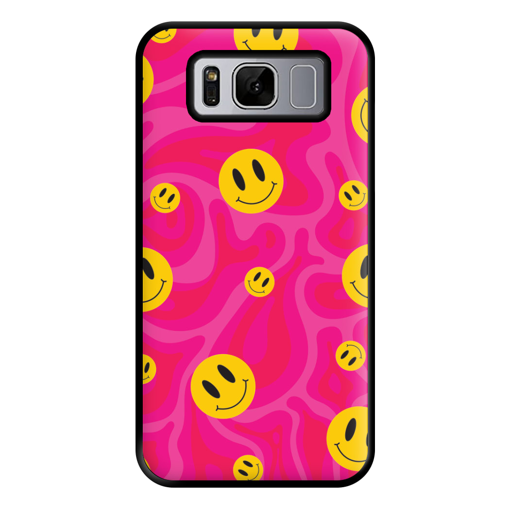 Pink Wavey Smileys Pattern Phone Case for Galaxy S8 Plus