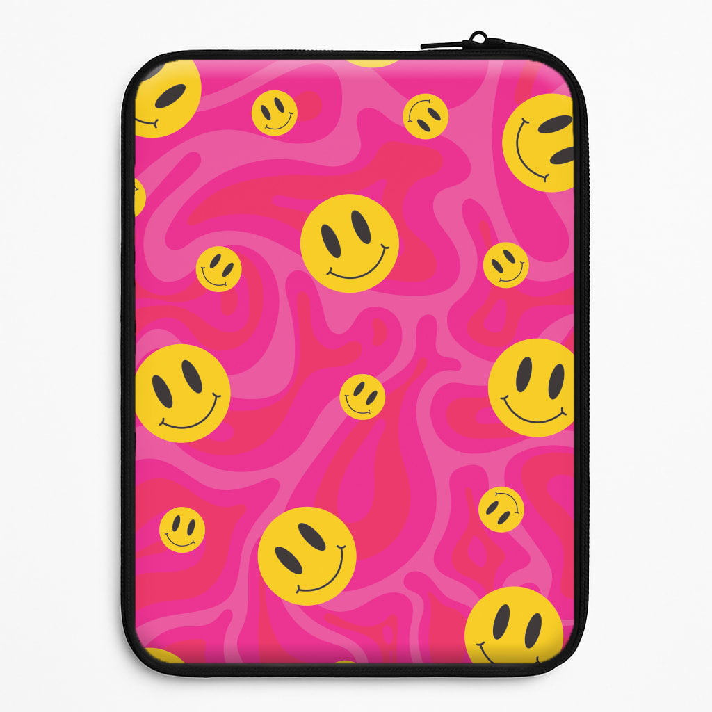Pink Wavey Smileys Pattern Laptop Sleeve