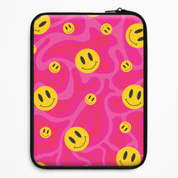 Pink Wavey Smileys Pattern Universal Laptop Sleeve