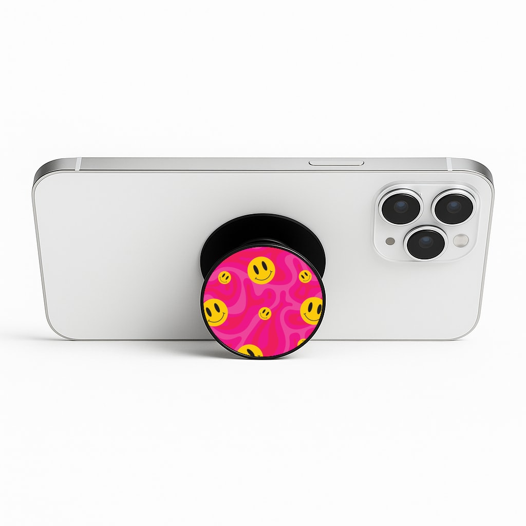 Pink Wavey Smileys Pattern Phone Stand