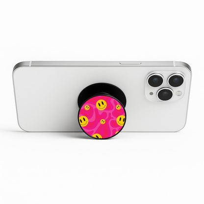 Pink Wavey Smileys Pattern Phone Stand