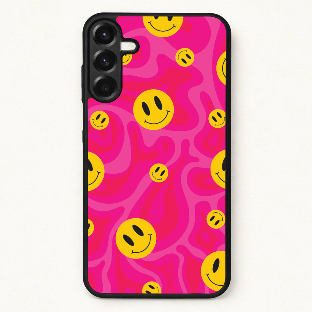 Pink Wavey Smileys Pattern Phone Case for Galaxy A37