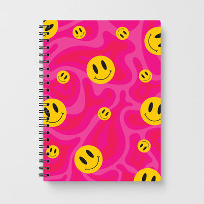 Pink Wavey Smileys Pattern Notebook