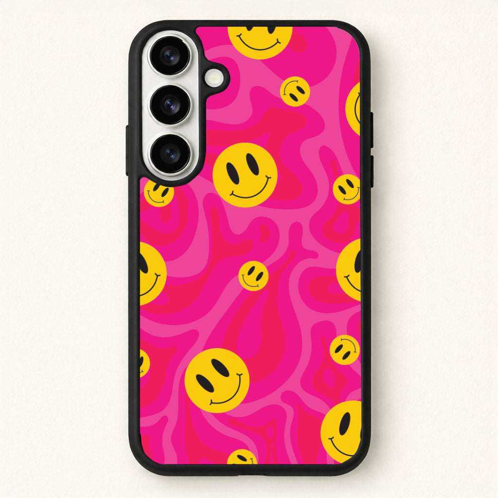 Pink Wavey Smileys Pattern Phone Case for Galaxy S26