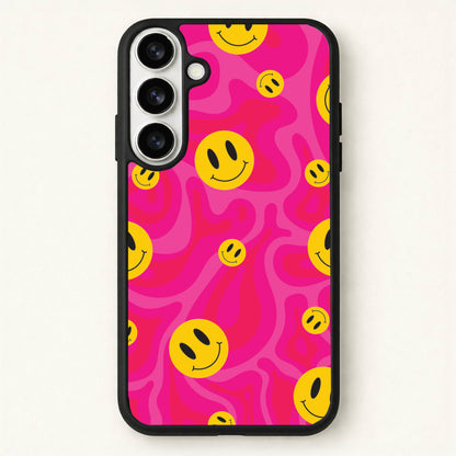 Pink Wavey Smileys Pattern Phone Case for Galaxy S26