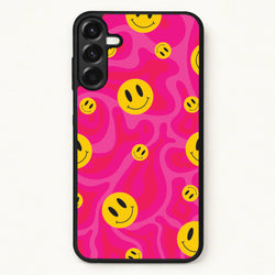 Pink Wavey Smileys Pattern Phone Case for Galaxy A57