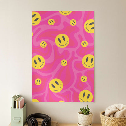 Pink Wavey Smileys Pattern Poster