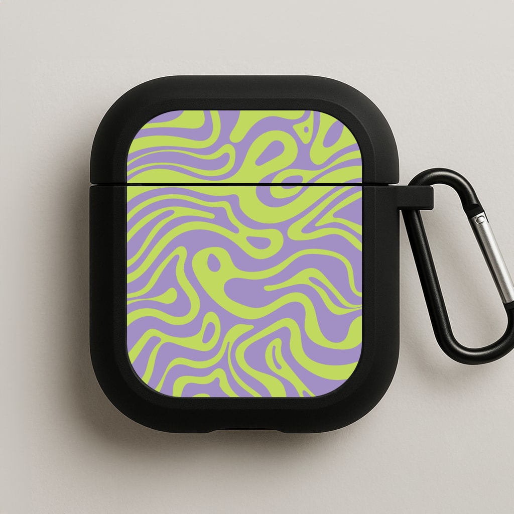 Green And Purple Waves Pattern AirPods Case