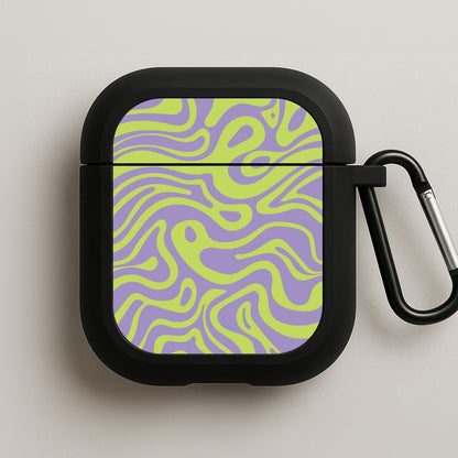 Green And Purple Waves Pattern AirPods Case