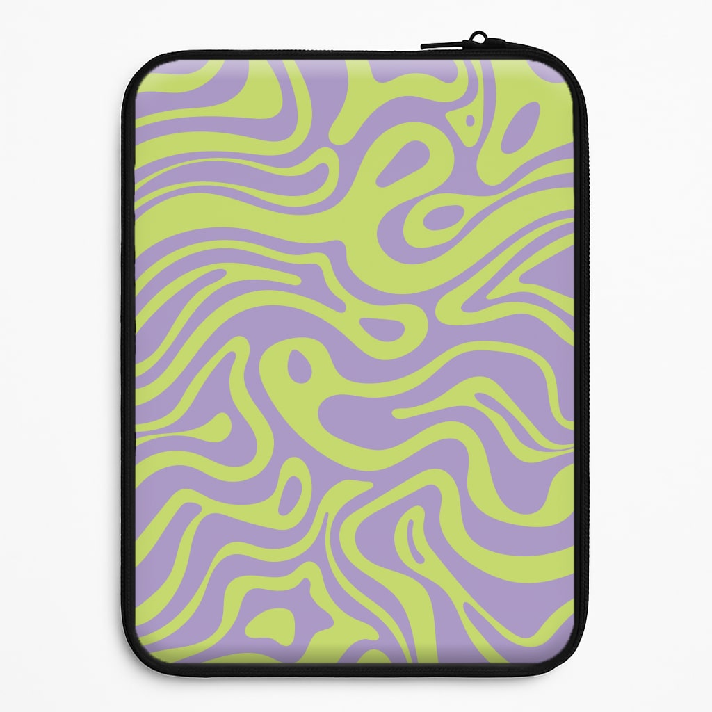 Green And Purple Waves Pattern Laptop Sleeve