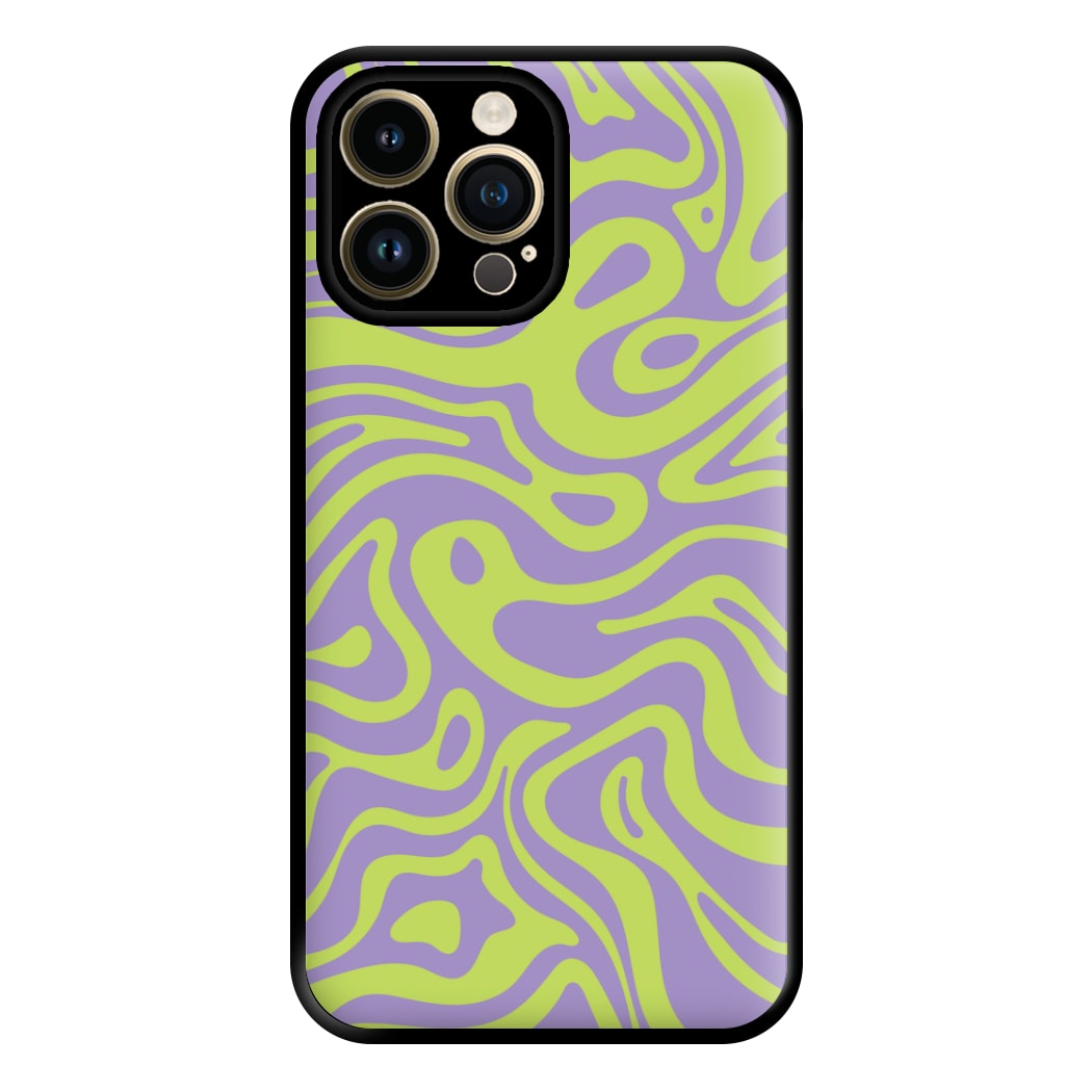 Green And Purple Waves Pattern Phone Case for iPhone 14 Pro Max