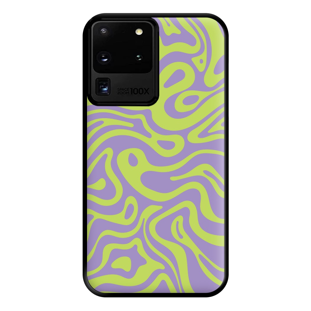 Green And Purple Waves Pattern Phone Case for Galaxy S20 Ultra