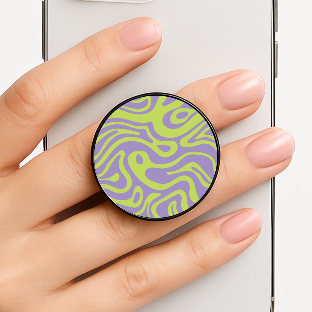 Green And Purple Waves Pattern Phone Grip