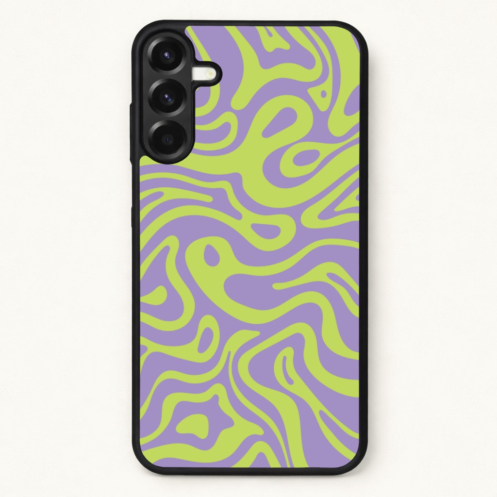 Green And Purple Waves Pattern Phone Case for Galaxy A37