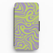Green And Purple Waves Pattern Flip / Wallet Phone Case 1