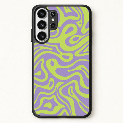 Green And Purple Waves Pattern Phone Case for Galaxy S26 Ultra