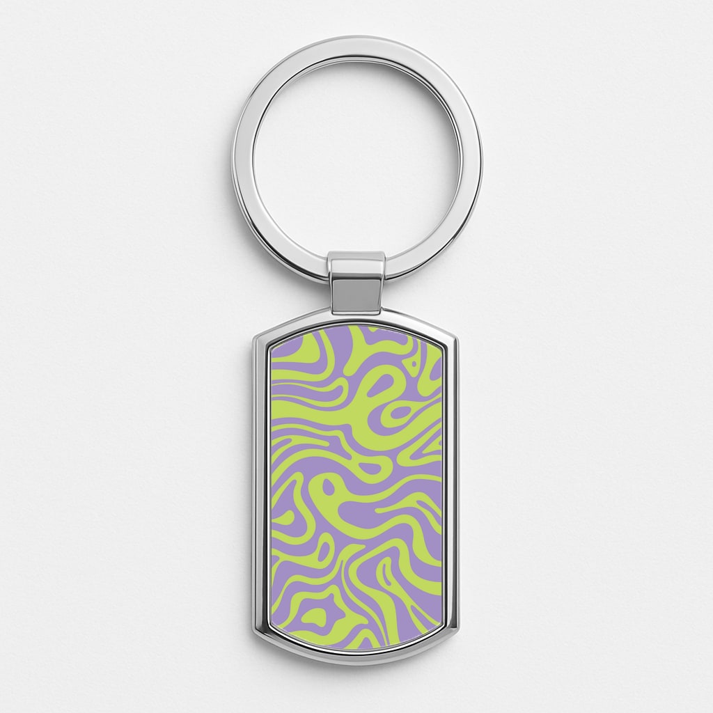Green And Purple Waves Pattern Luxury Keyring