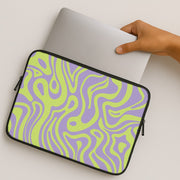Green And Purple Waves Pattern Laptop Sleeve 2
