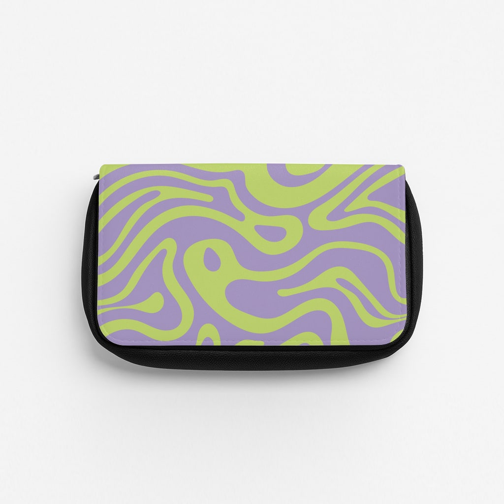 Green And Purple Waves Pattern Pencil Case