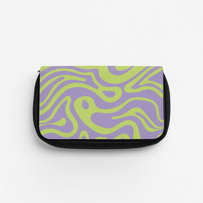 Green And Purple Waves Pattern Pencil Case