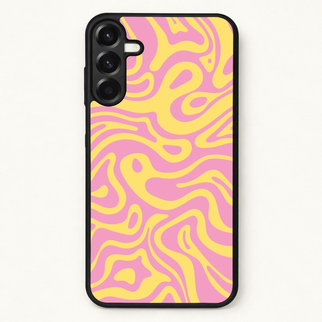 Yellow And Pink Waves Pattern Phone Case for Galaxy A57